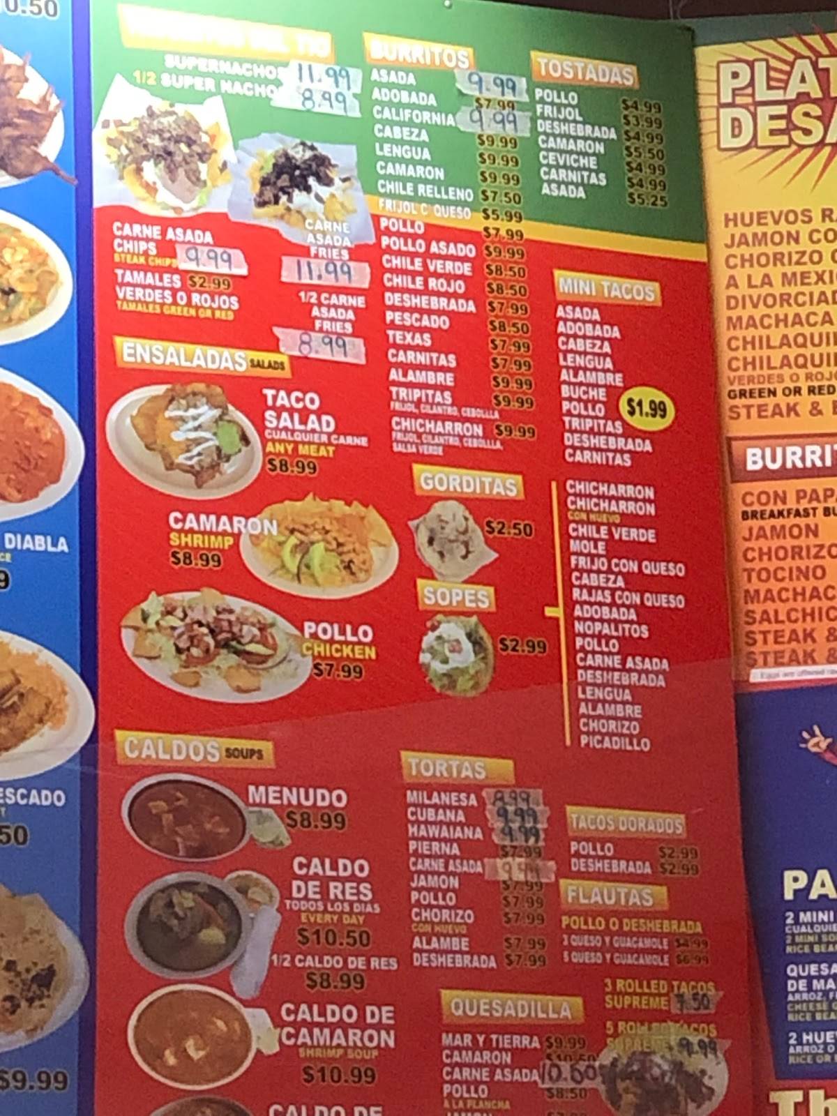 Carta del restaurante GORDITAS EL TIO, Phoenix