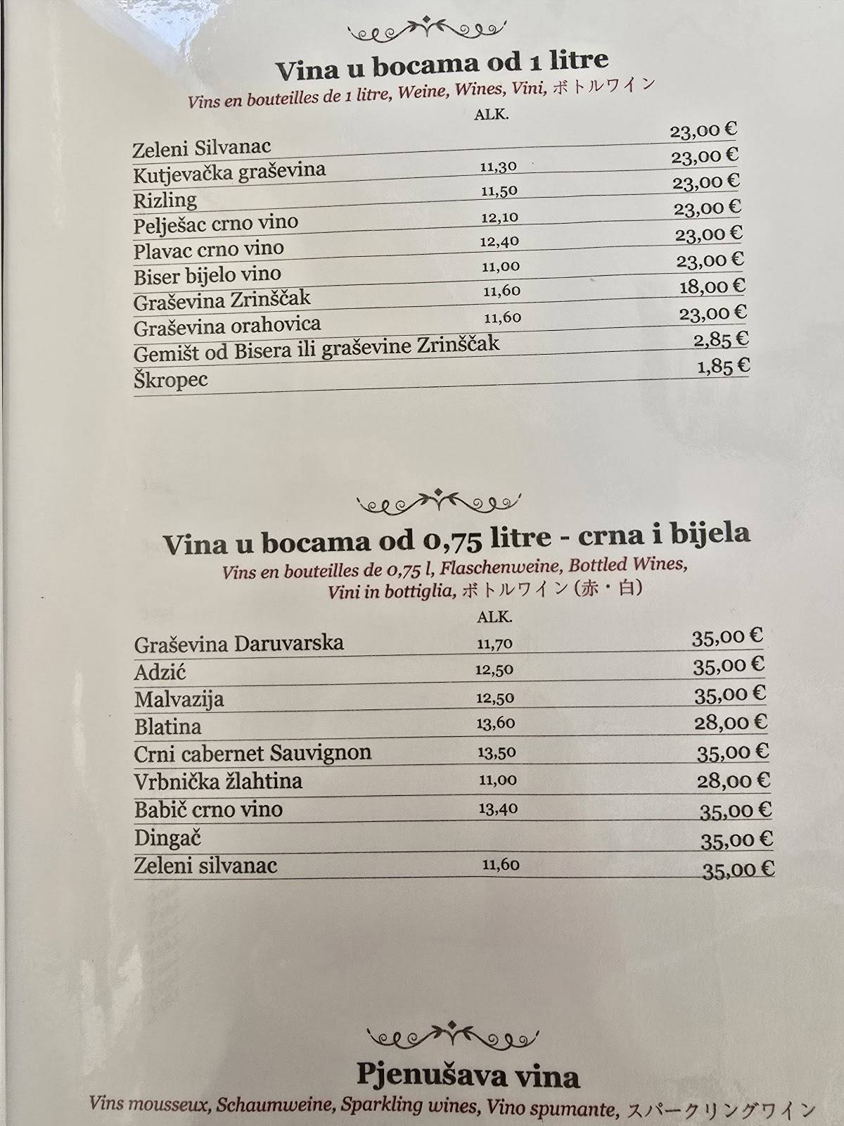 Menu di GOSTIONICA RESTORAN PURGER 