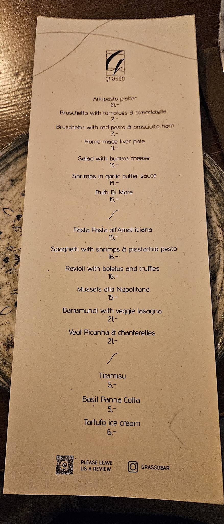 Menu de GRASSO