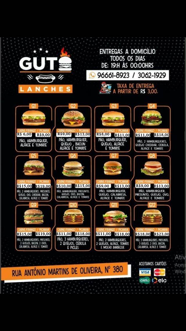 GUTO LANCHES (SÃO JOÃO DE MERITI) cardápio
