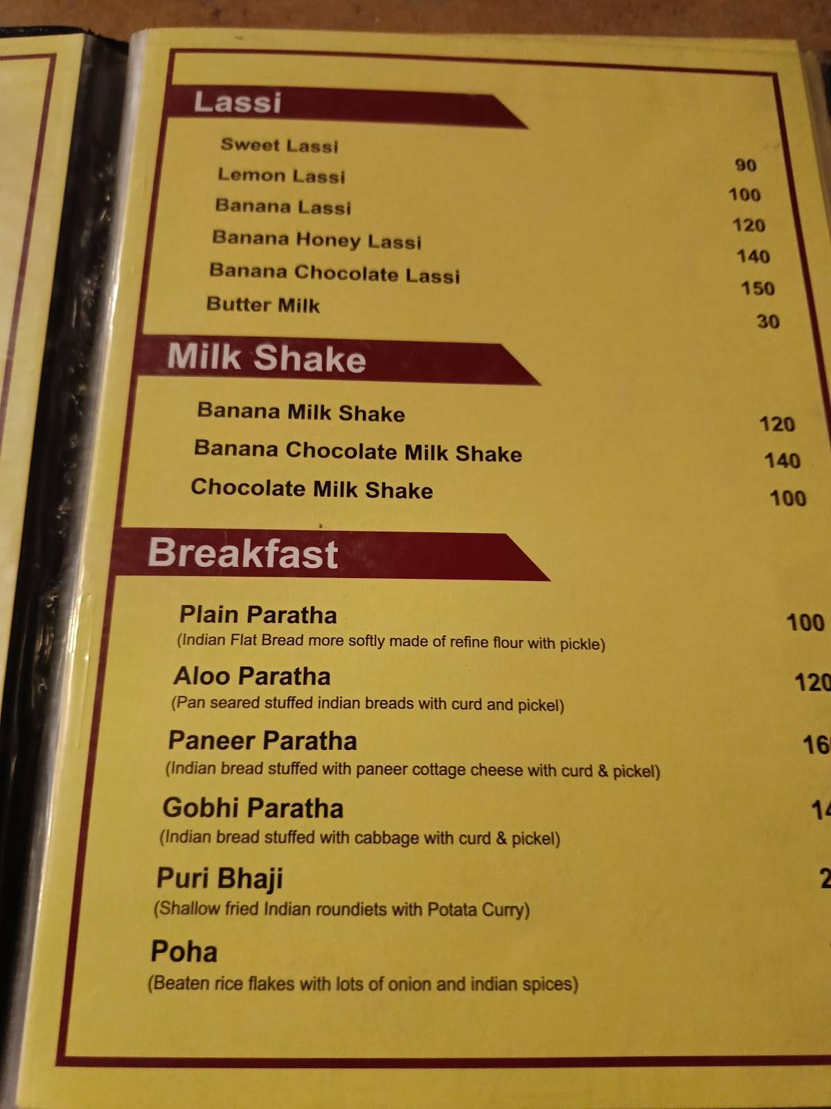 Gaji's Restaurant menu
