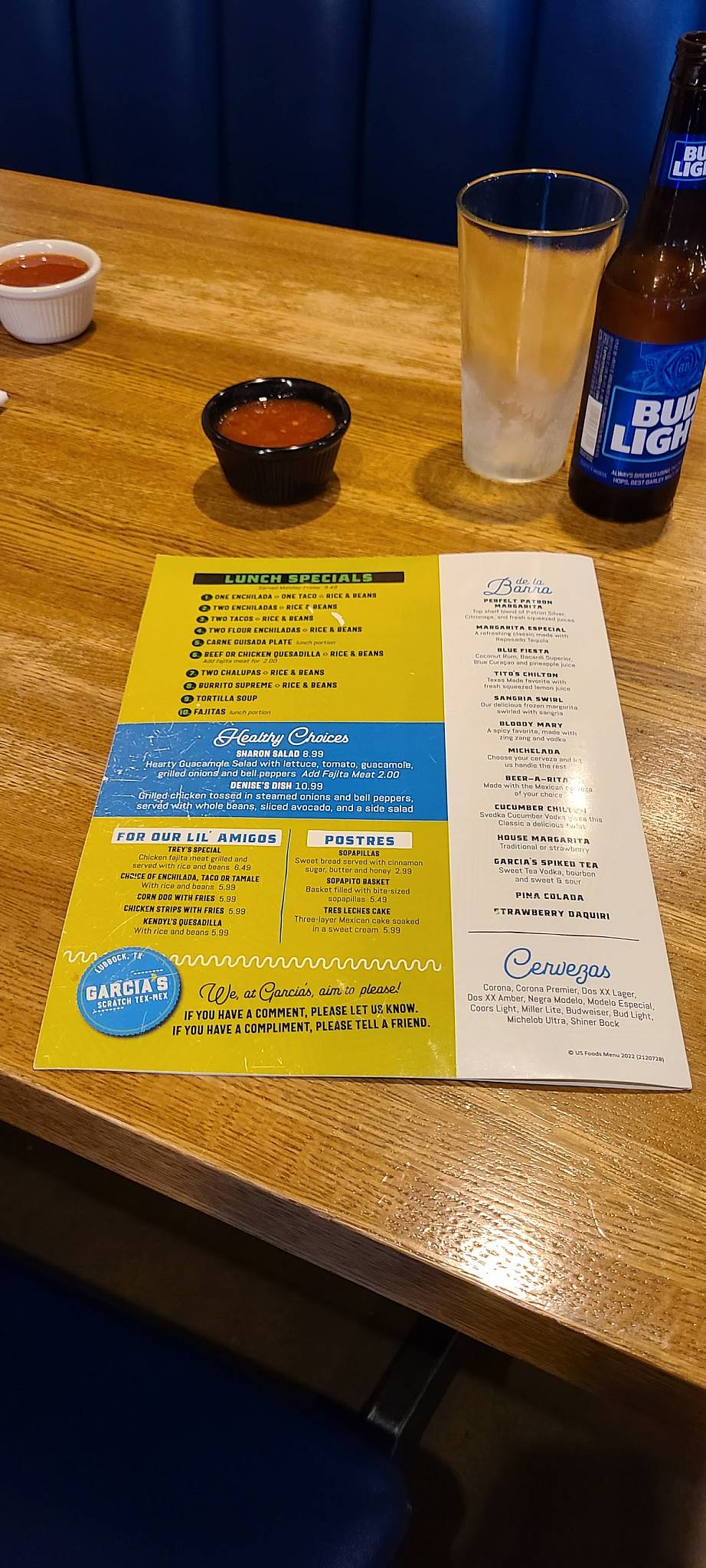 Menu at Garcia's Mexican Restaurant, Lubbock, Slide Rd