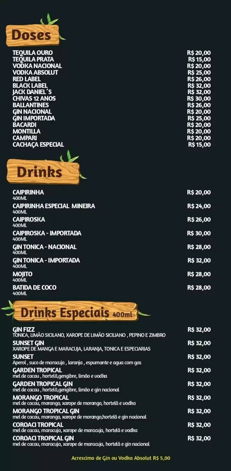 Garden Restaurante e Pizzaria cardápio