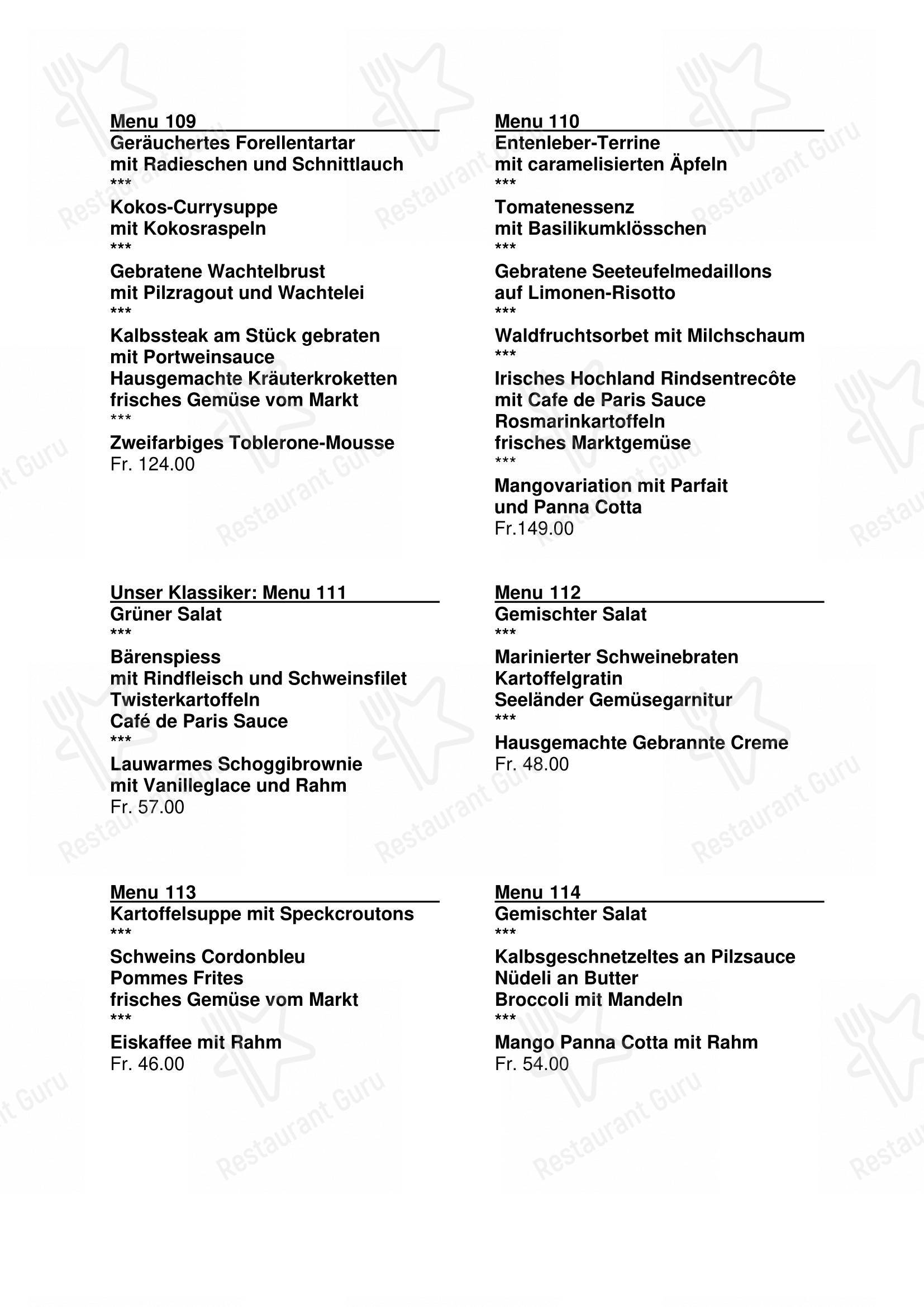 Menu per Gasthof Bären Rapperswil ristorante