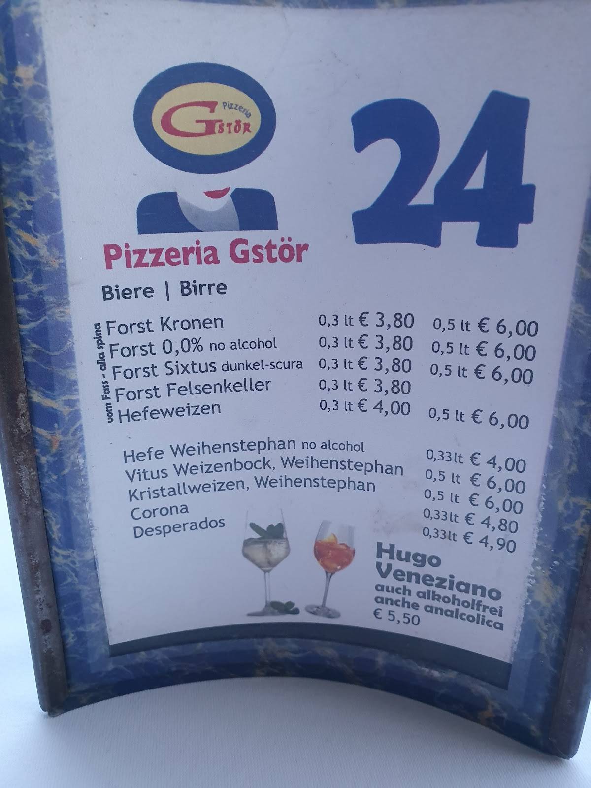 Menu di Gasthof Pizzeria Tanner Des Reiterer Karl 