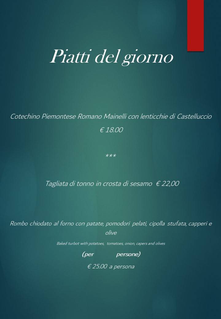 Menu di L'Olimpia Trattoria con alloggio 