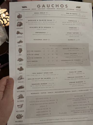 Menu de Gauchos Grill & Steakhouse Utrecht