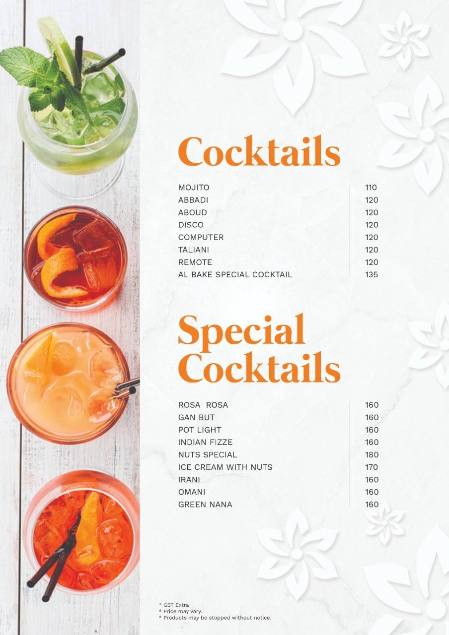 Gazania Indo Arab Restaurant menu