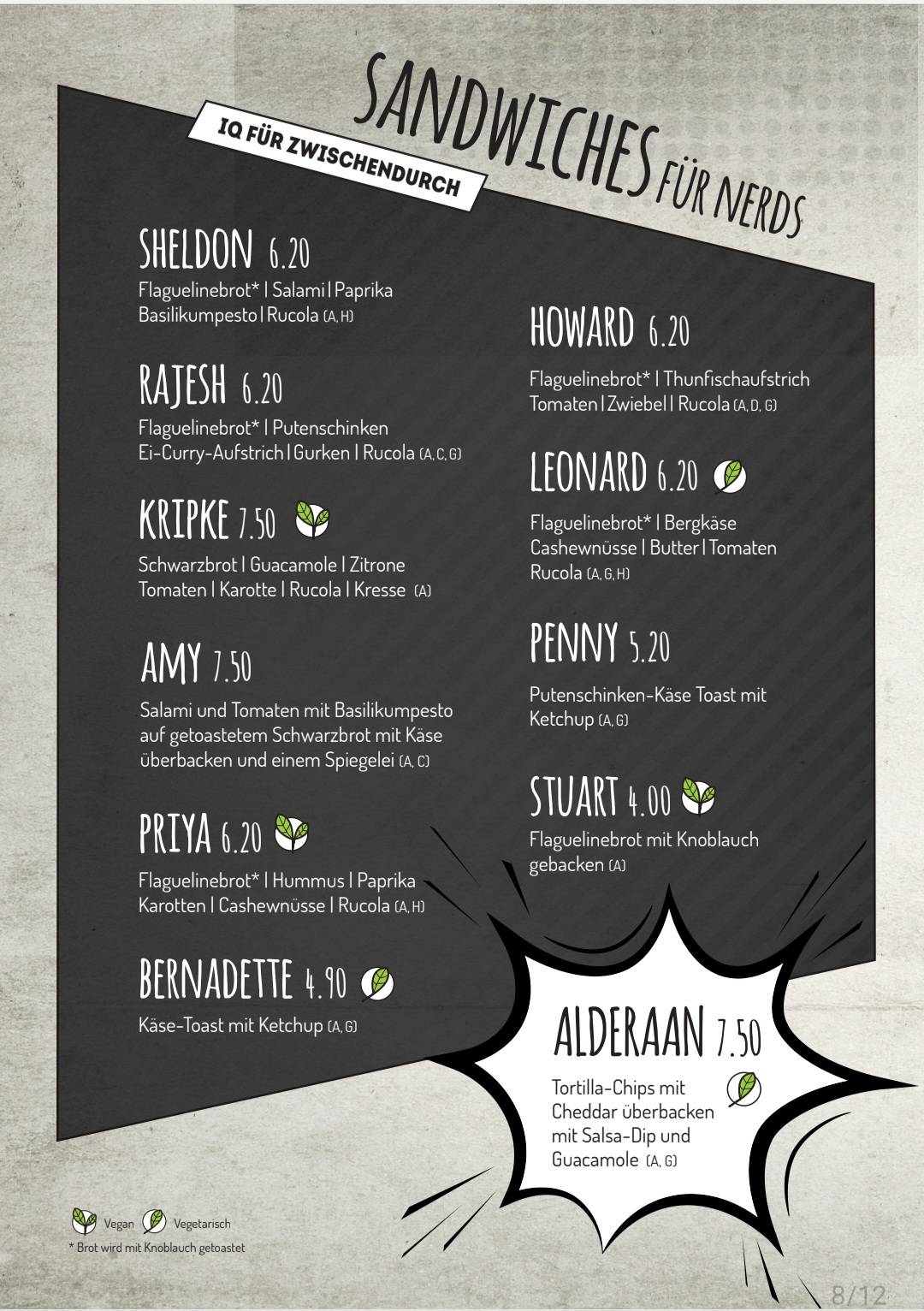 Menu de Geek's Café-Bar