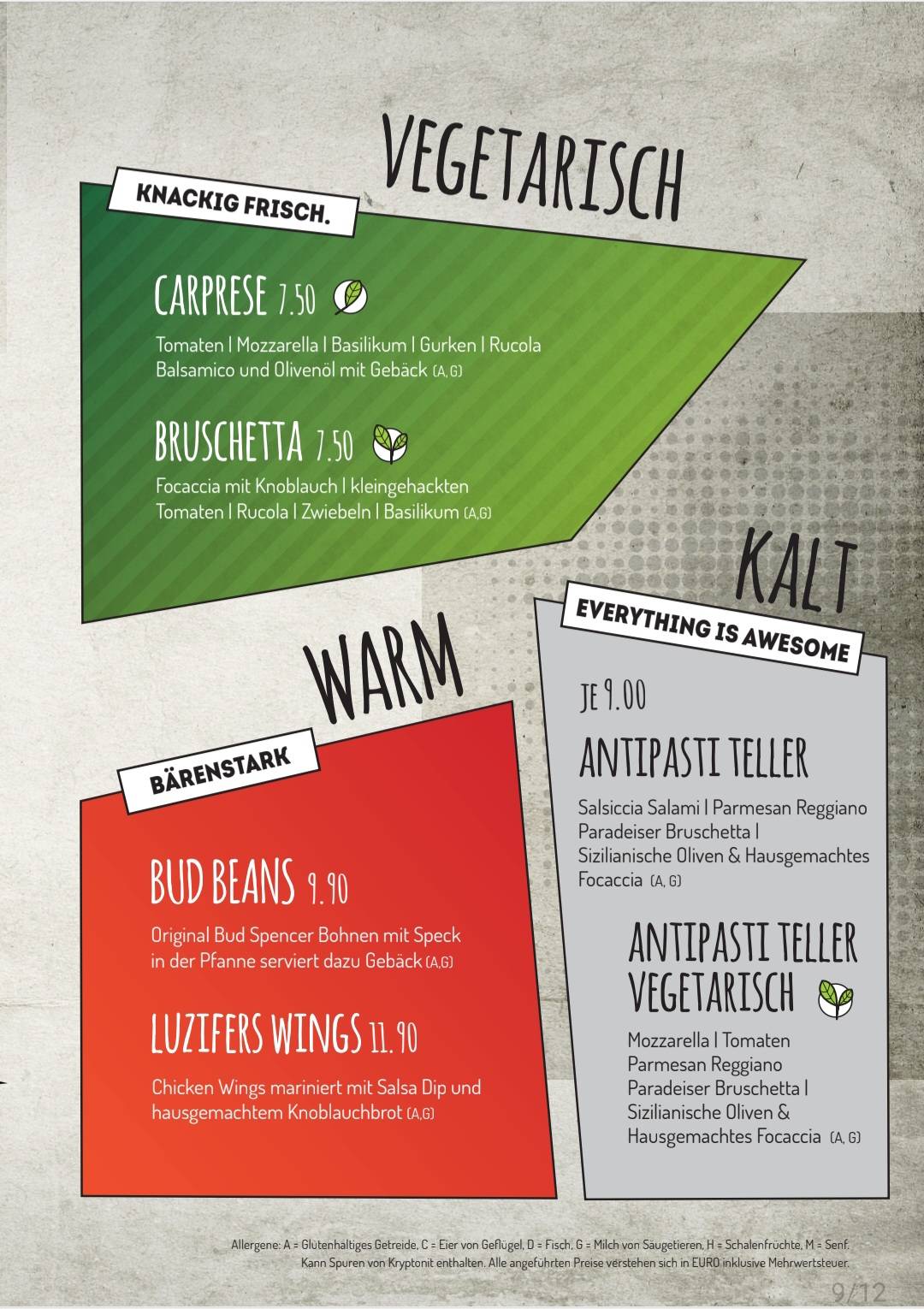 Menu de Geek's Café-Bar