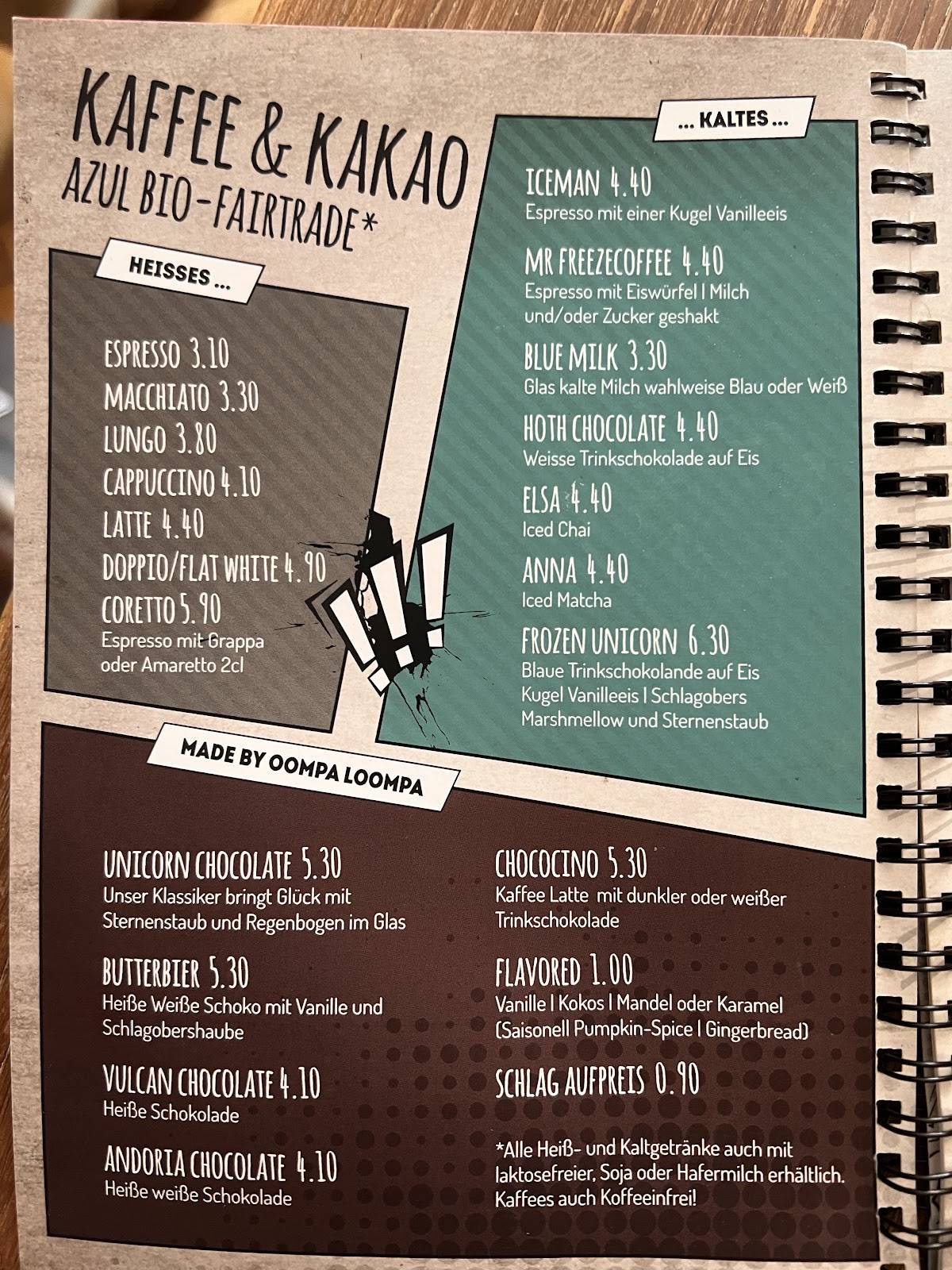 Menu de Geek's Café-Bar