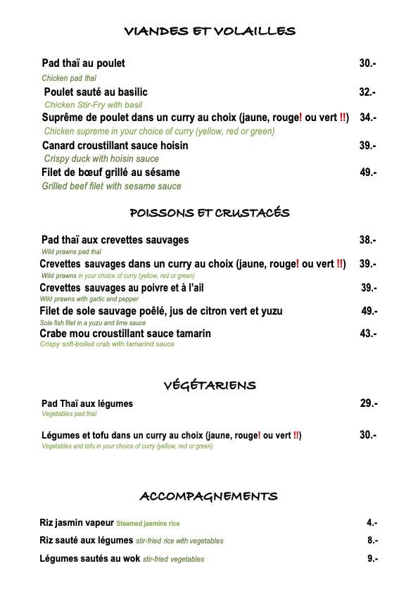 Menu de Restaurant Jaï