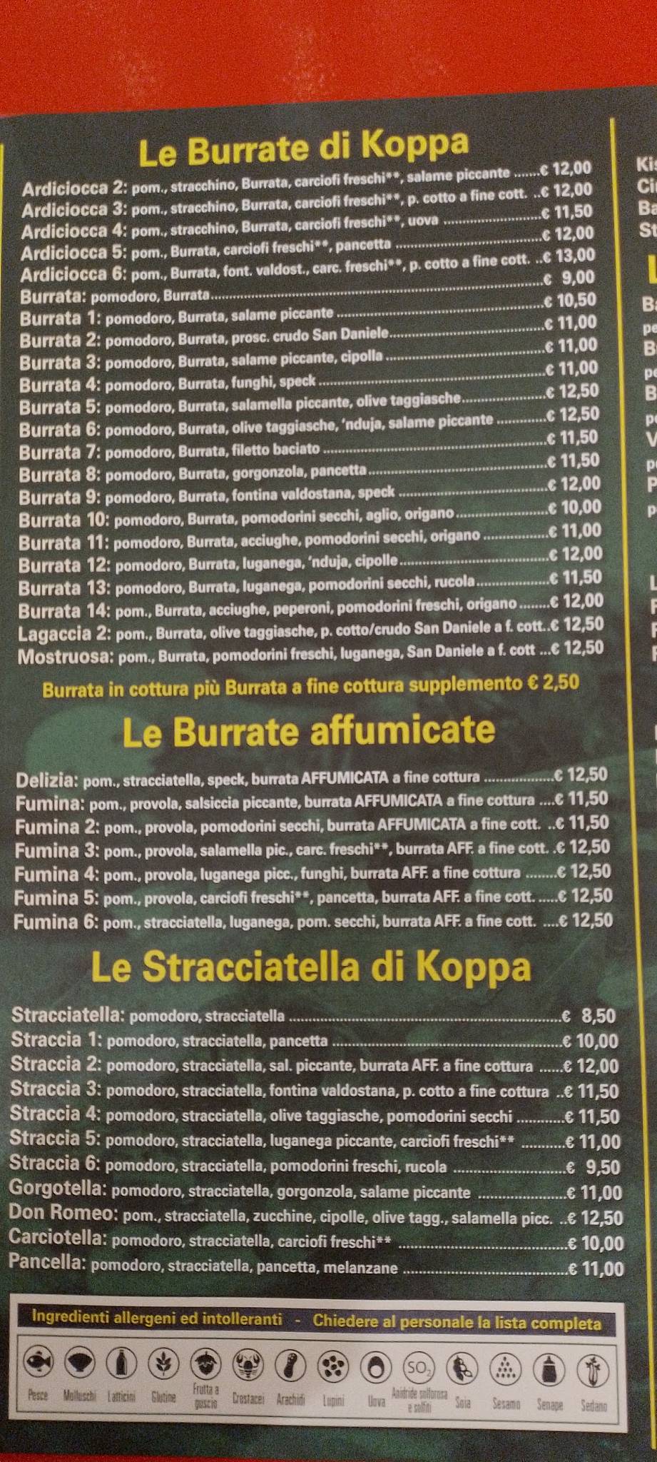 Menu di Le pizze di Koppa 