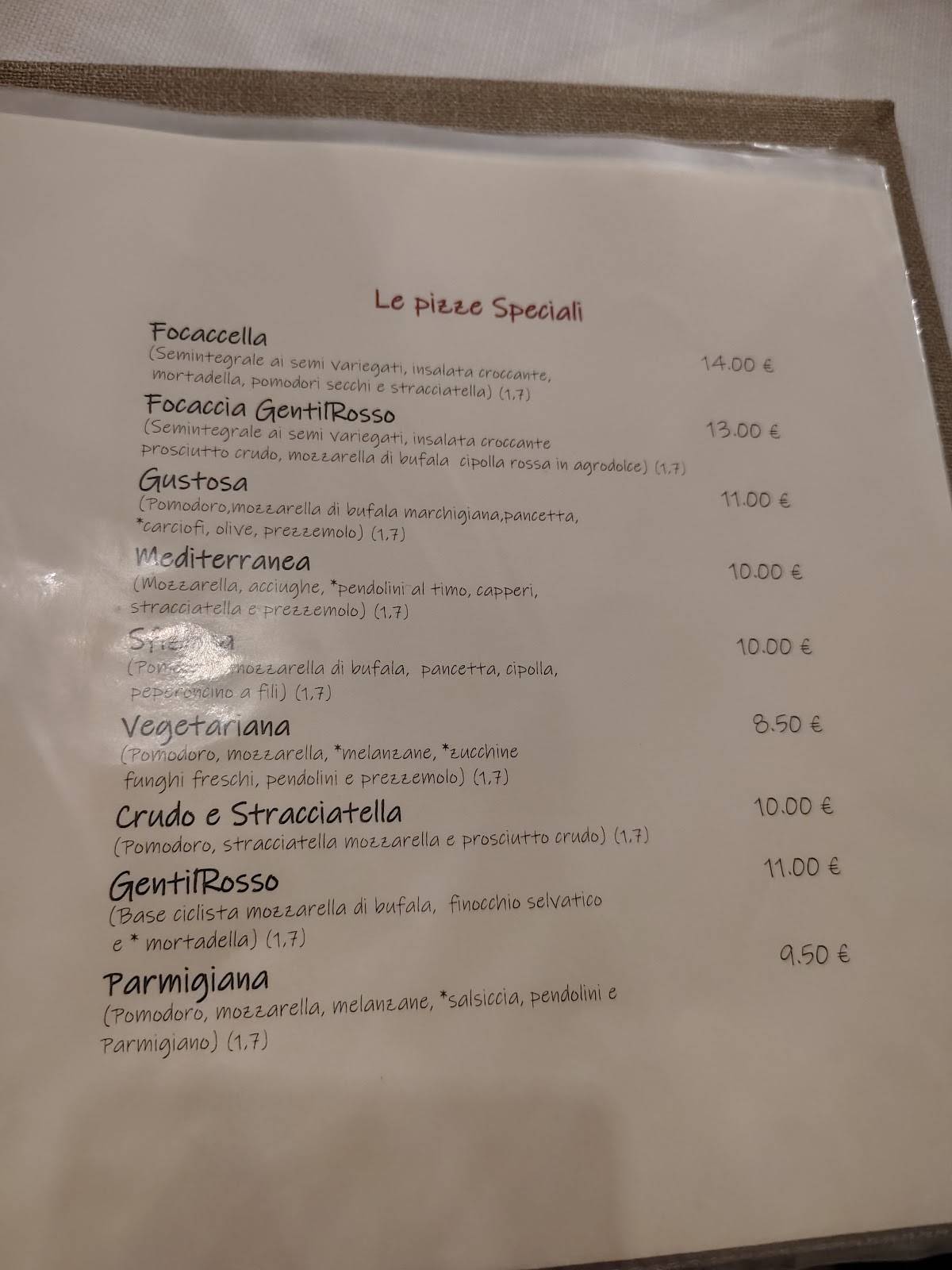 Menu di GentilRosso 