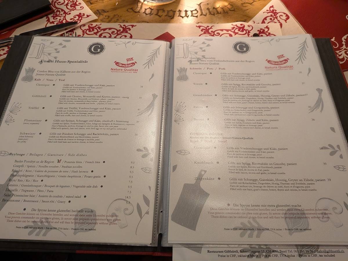 Menu de Gifthüttli
