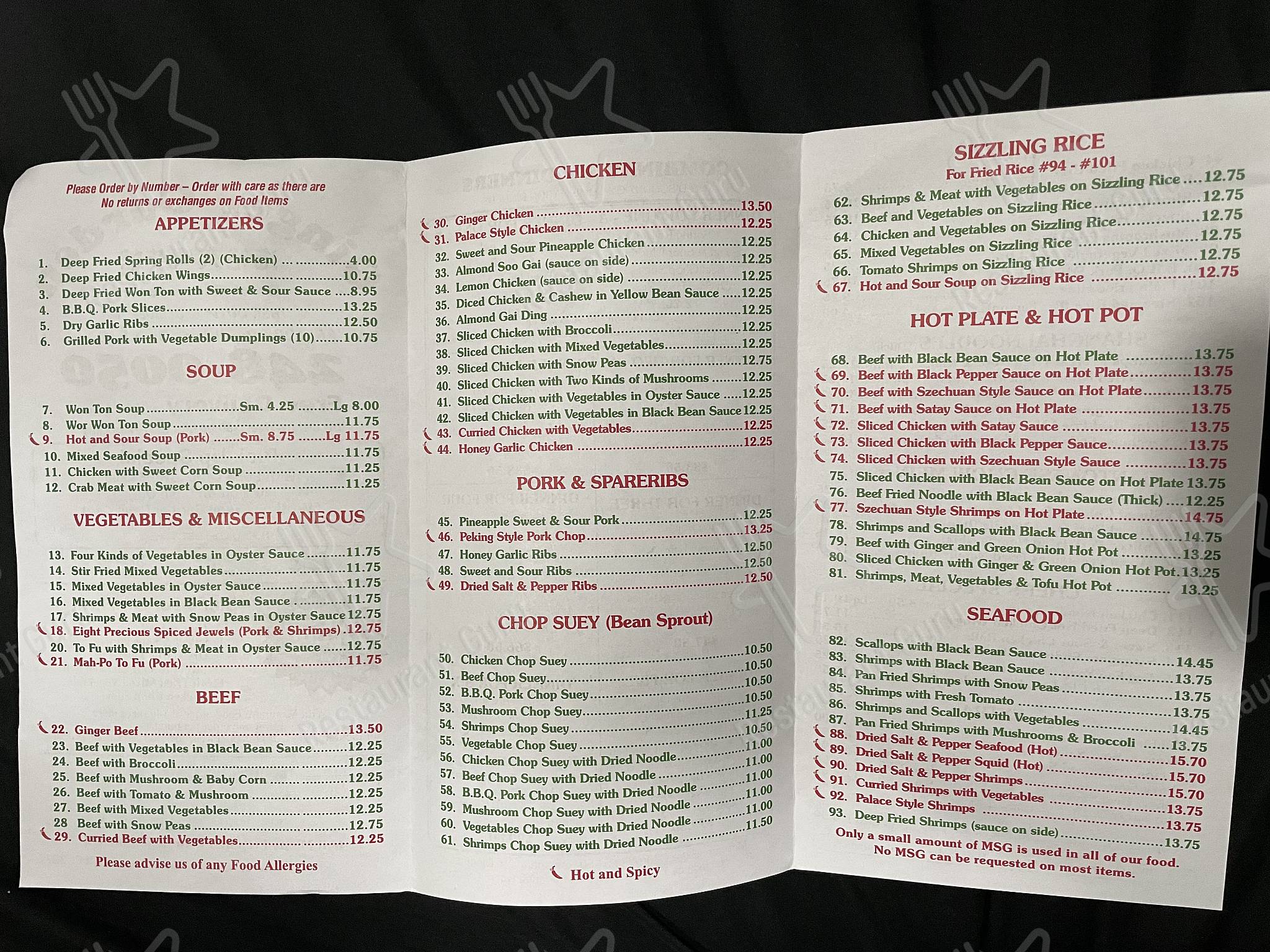 Menu at Ginger Garden restaurant, Calgary, Rundlehorn Dr NE 6