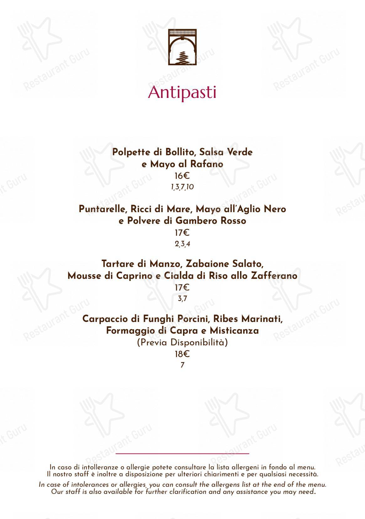 Menu per Giulia Restaurant in Roma