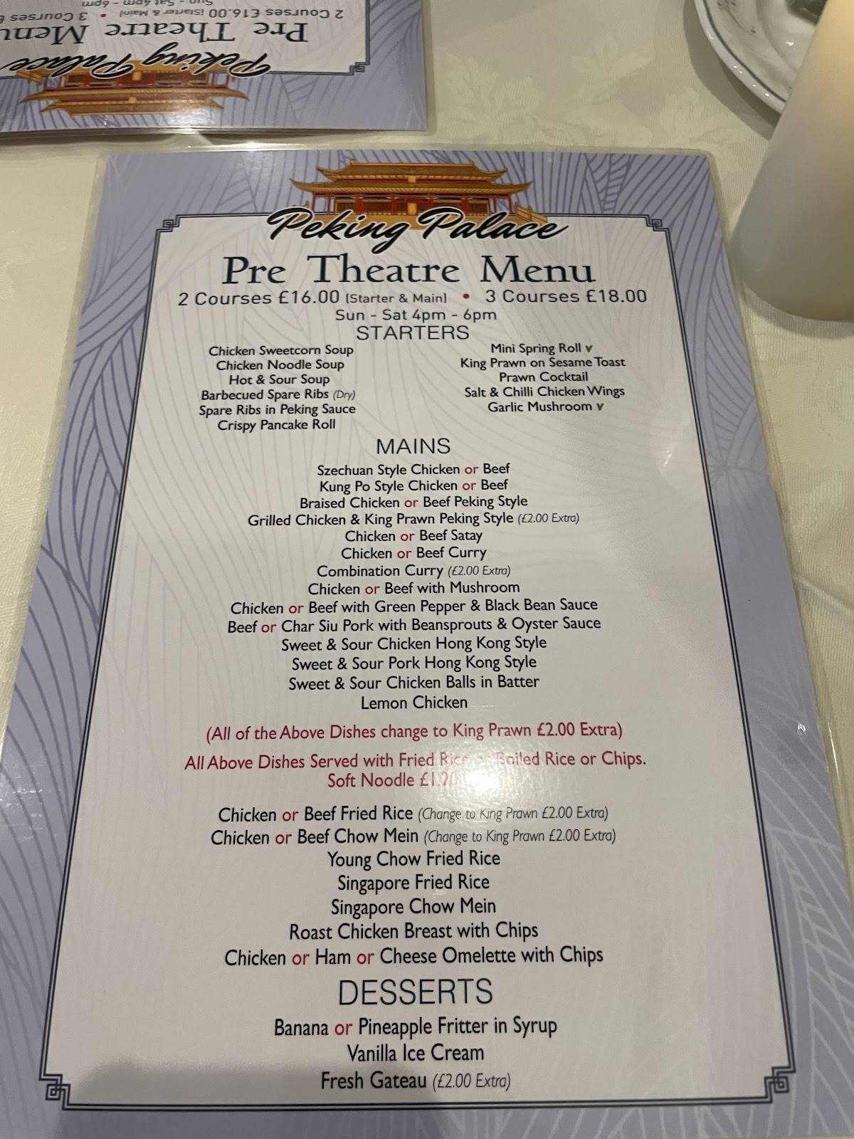 Menu at Peking Palace Restaurant, Glasgow, 165 E Kilbride Rd