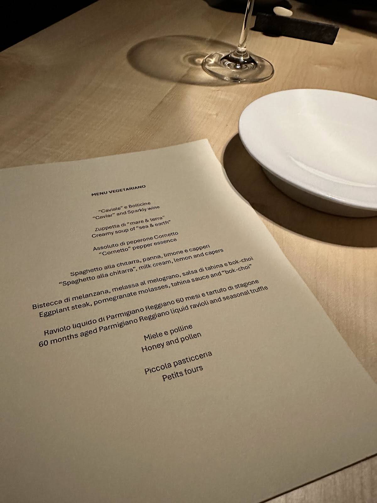 Menu di Glass Hostaria 