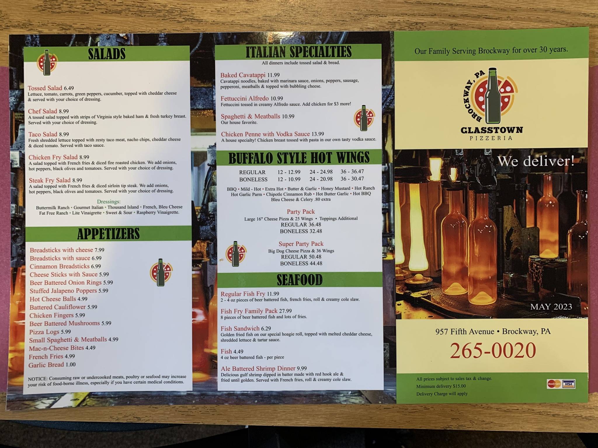 Menu at Casbah Pizzeria (Glasstown), Brockway