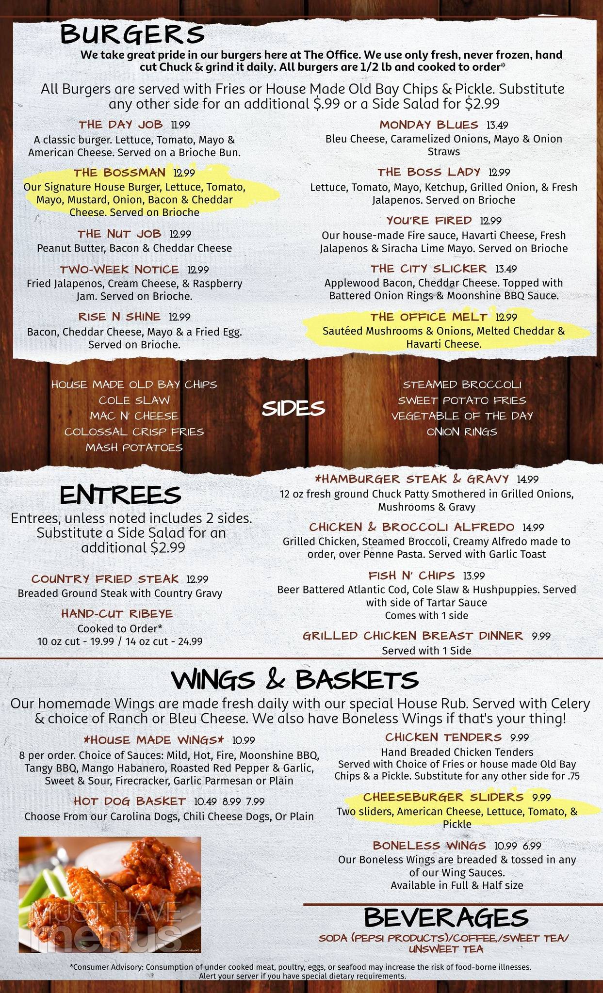 Menu at The Office Bar and Grille, Gloucester Point