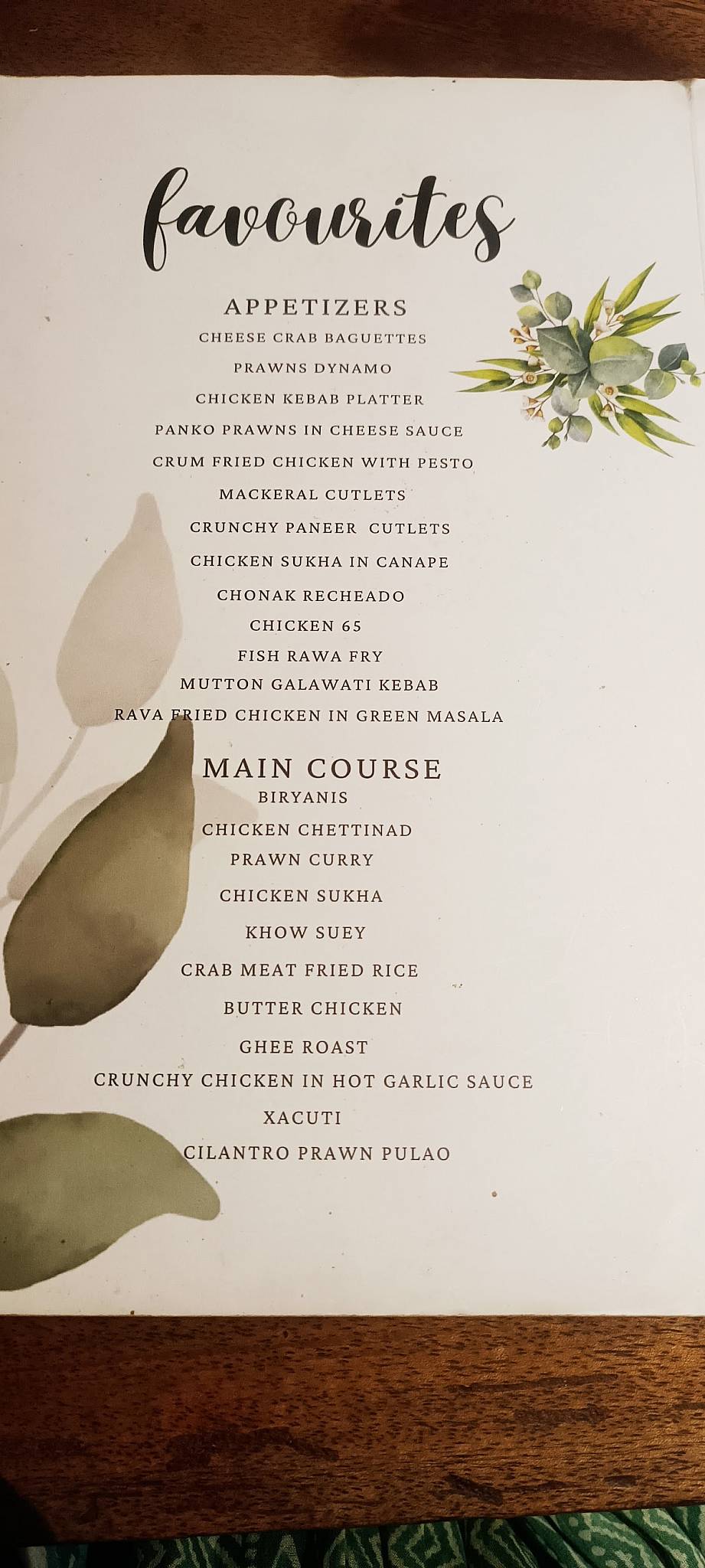 Mom's Recipes Pilar menu