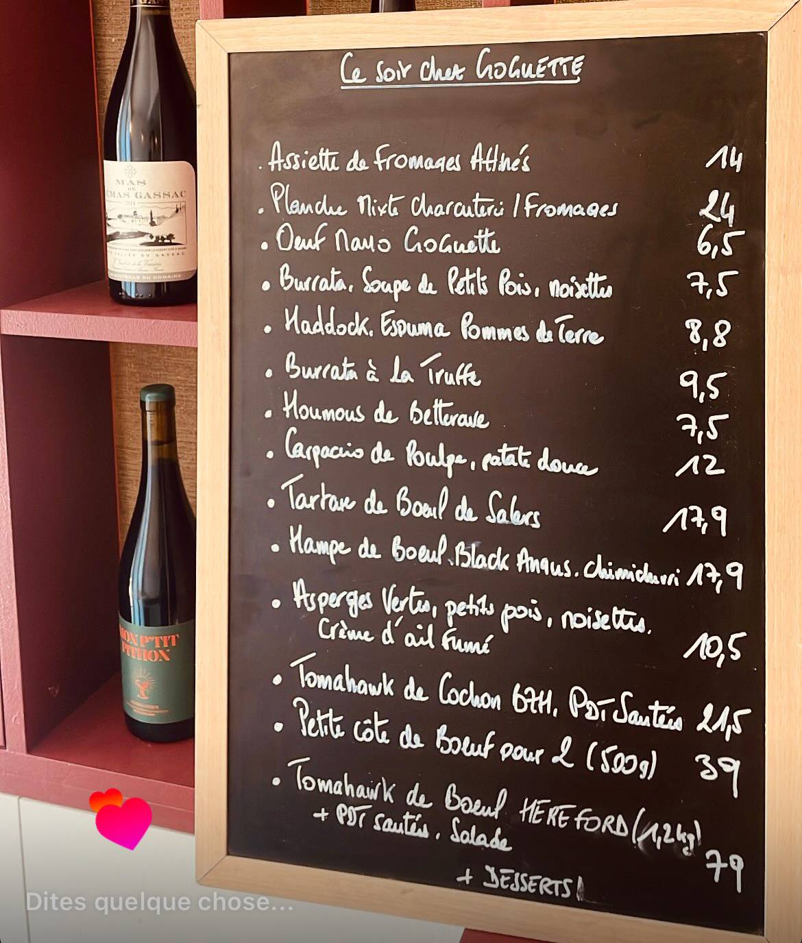 Menu de Goguette - Bistrot, Bar à Vins