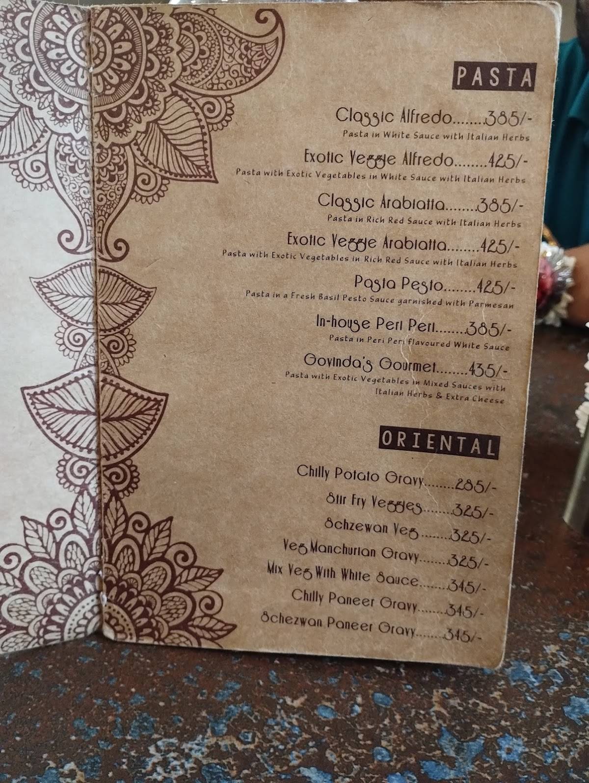 Govinda's menu