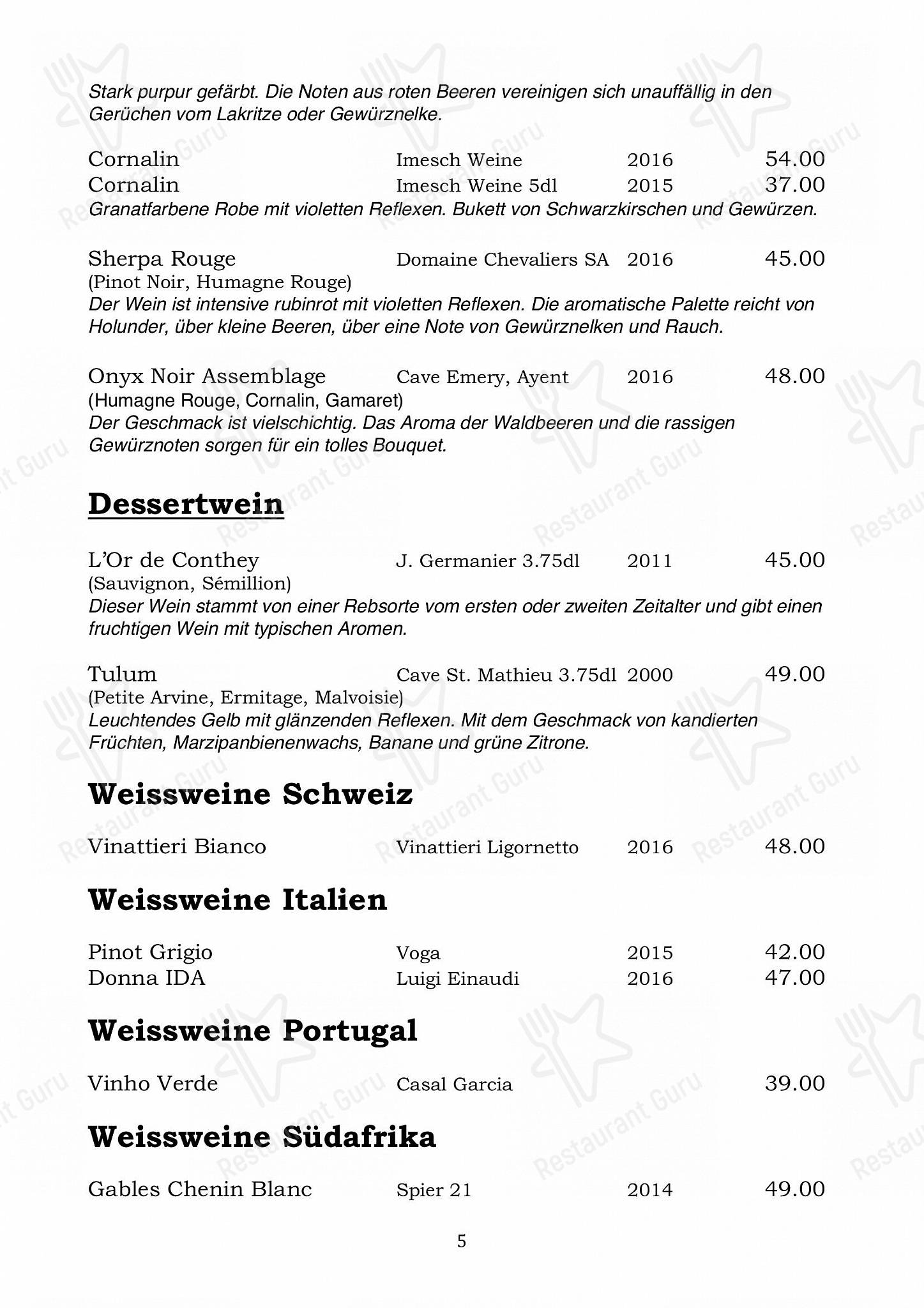 Ночное меню per Grampi’s Bar & Restaurant in Zermatt