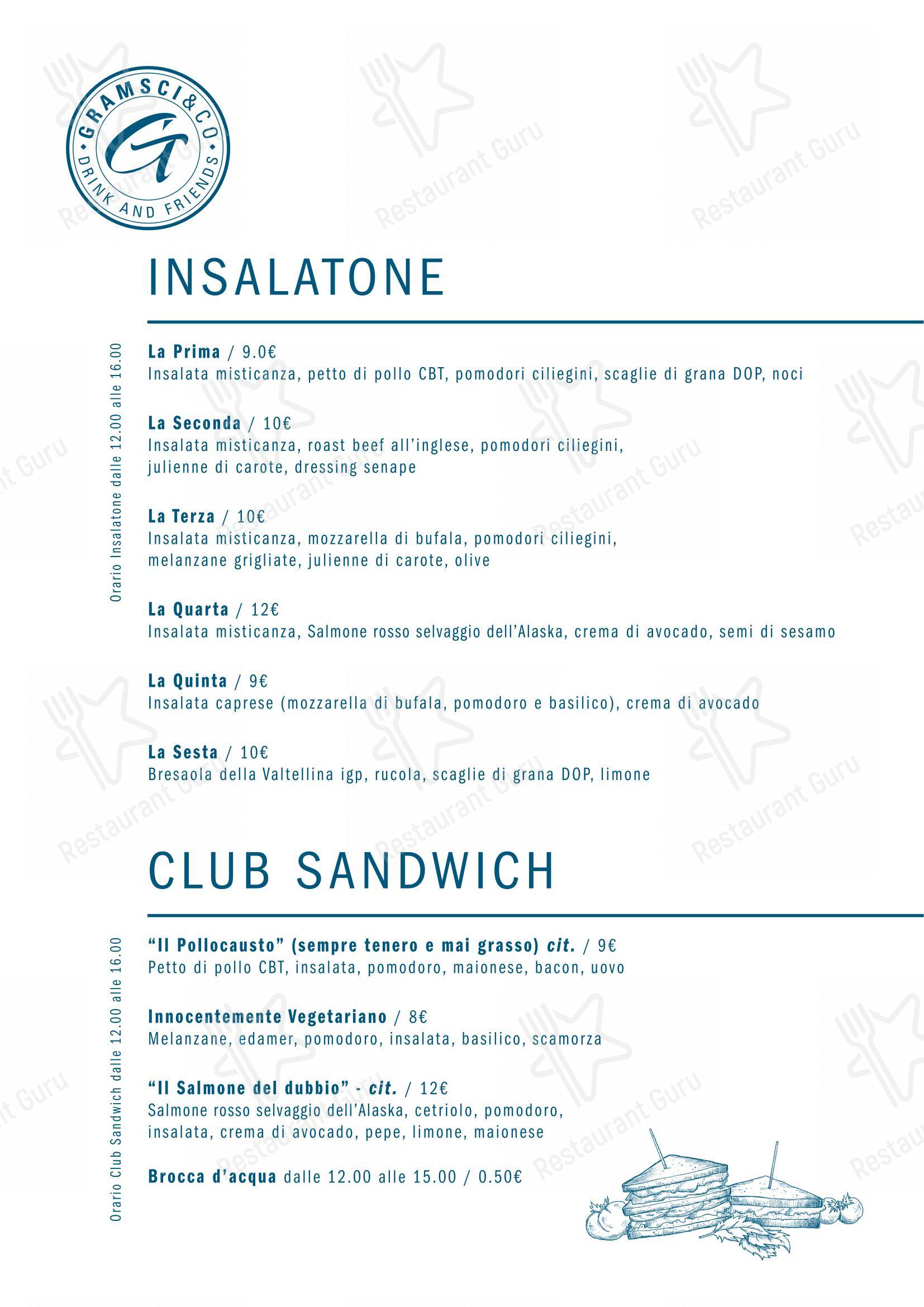 Menu per Gramsci & Co self-service