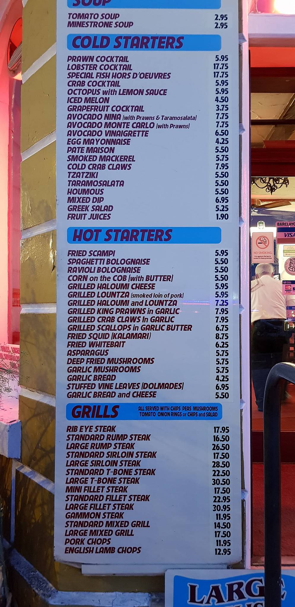 Menu at Charcoal Grill restaurant, Great Yarmouth