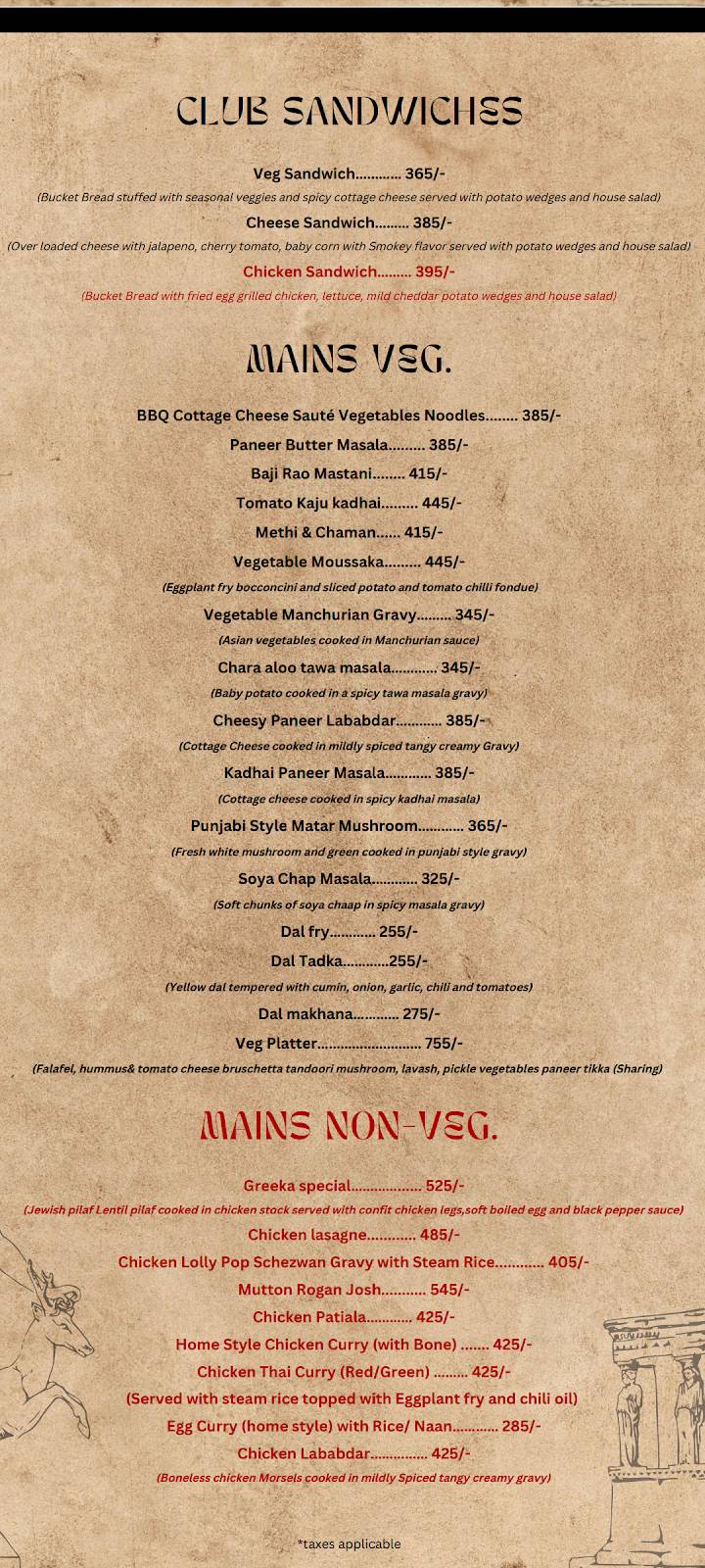Menu at Greeka Ranchi, Ranchi
