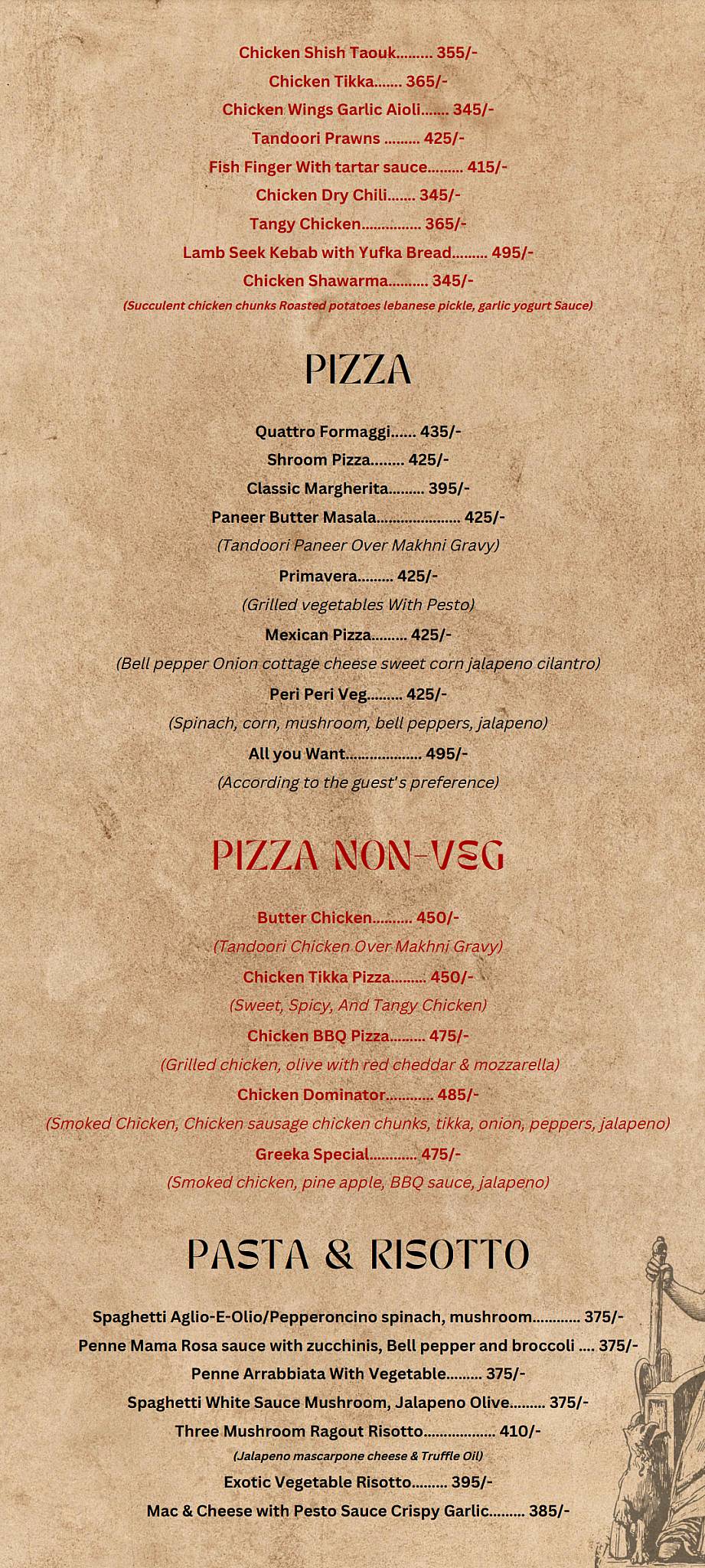 Menu at Greeka Ranchi, Ranchi