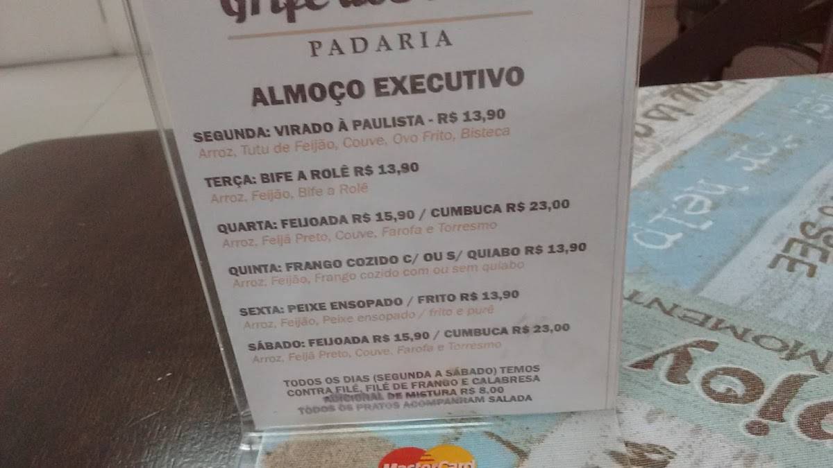 Grife dos Pães cardápio