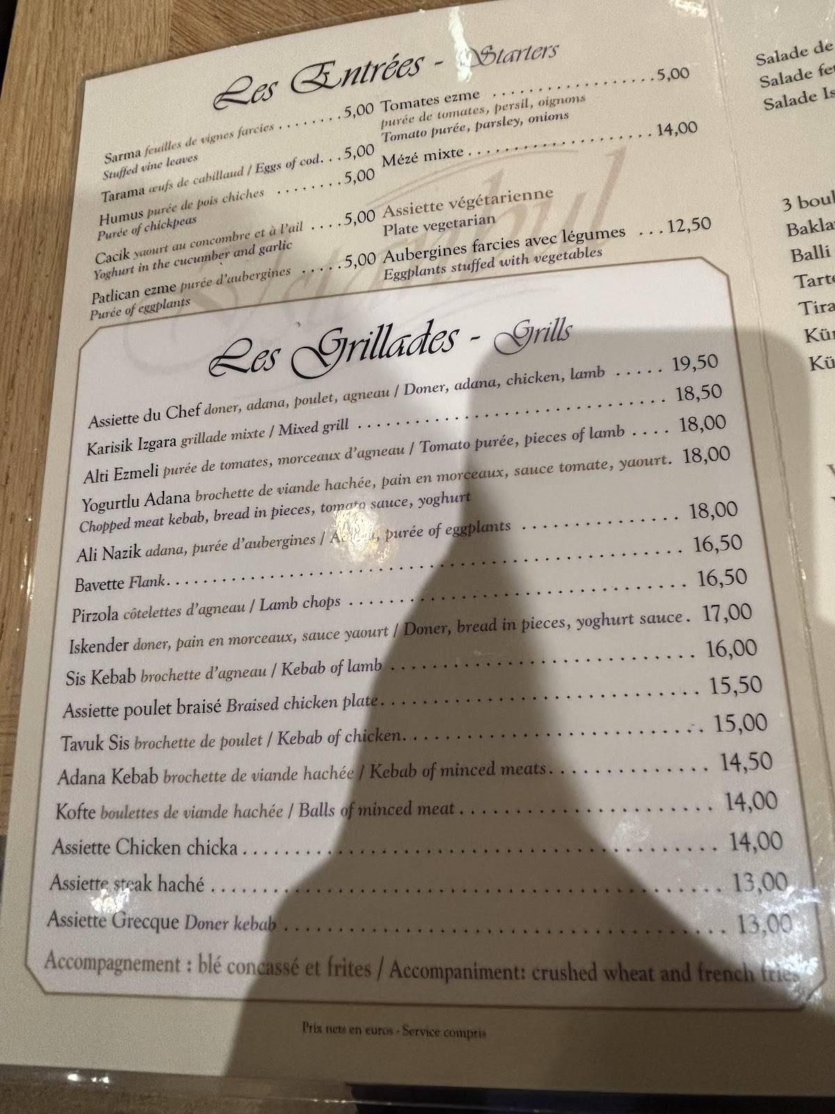 Menu de Grill Istanbul