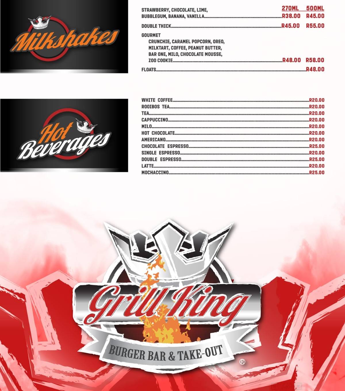 Menu at Grill King Sunward Park restaurant, Boksburg