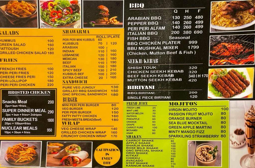 Grill'n Chill menu
