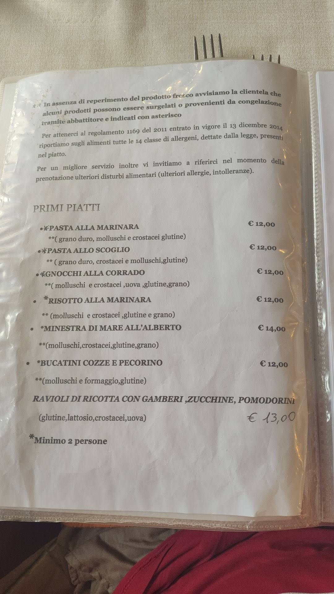 Menu di Grotta Del Marinaio 