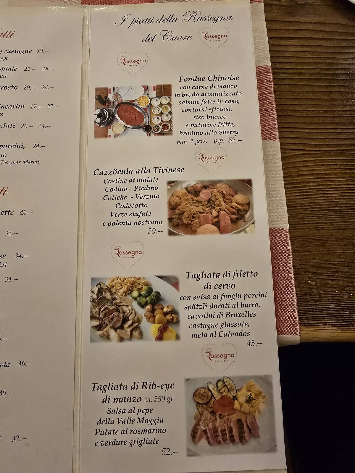 Menu di Grotto Pojana 