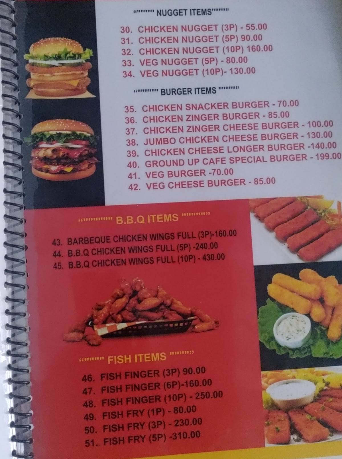 Menu at Ground Up Cafe, Kolkata