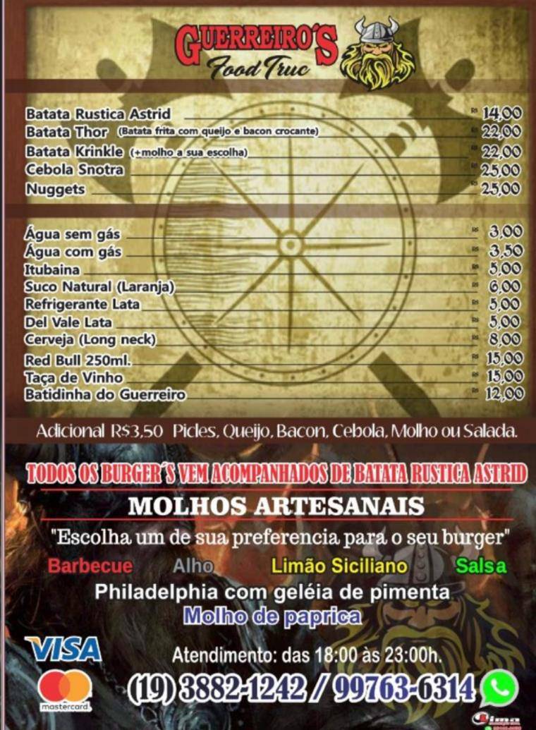 Guerreiro's Burger cardápio