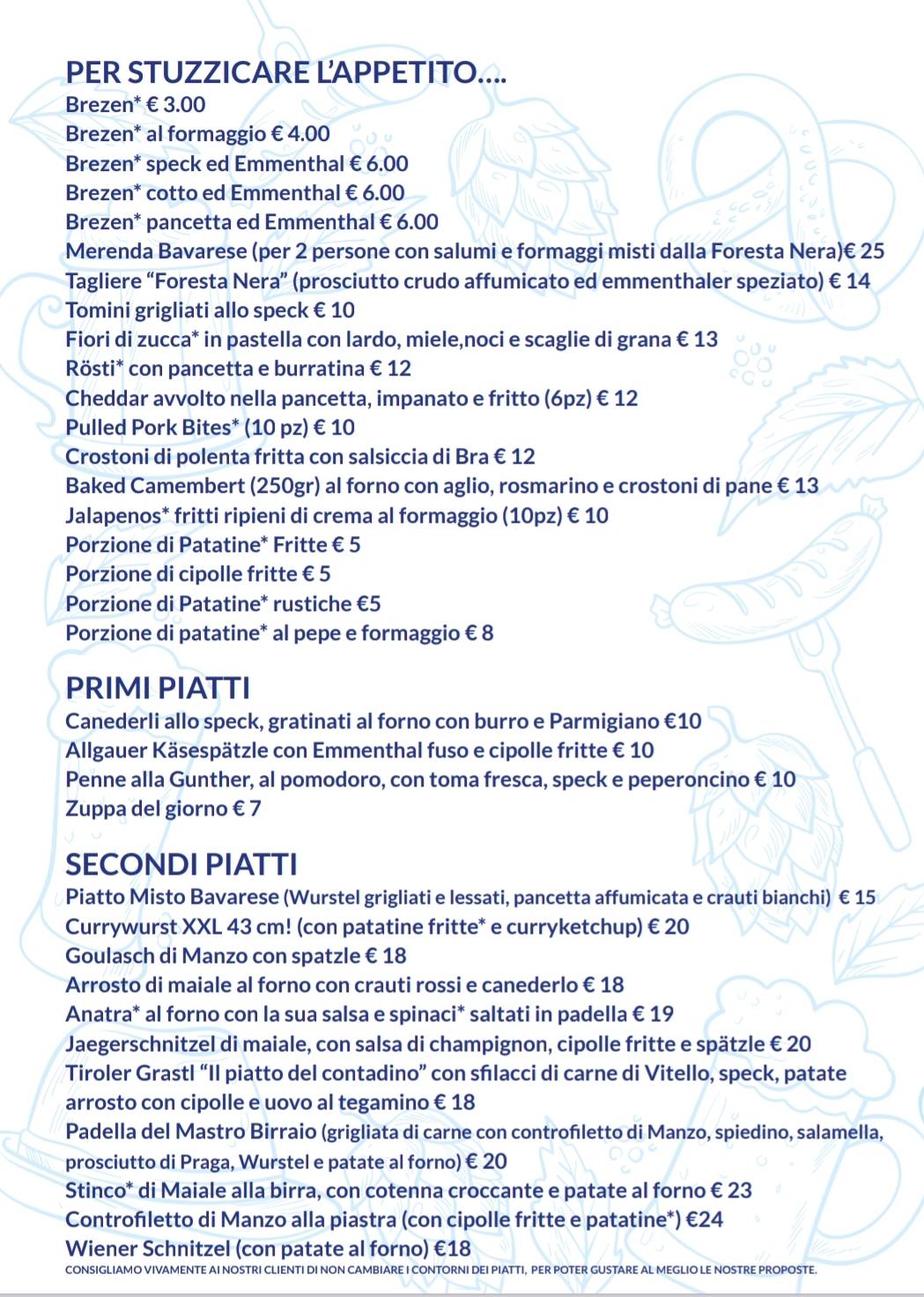 Menu di Gunther Stube 