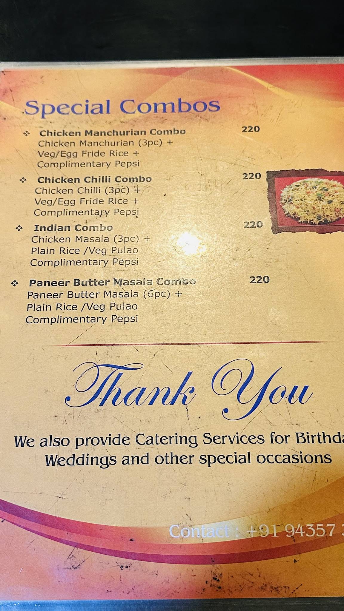 Mississippi Basin Catering Services menu