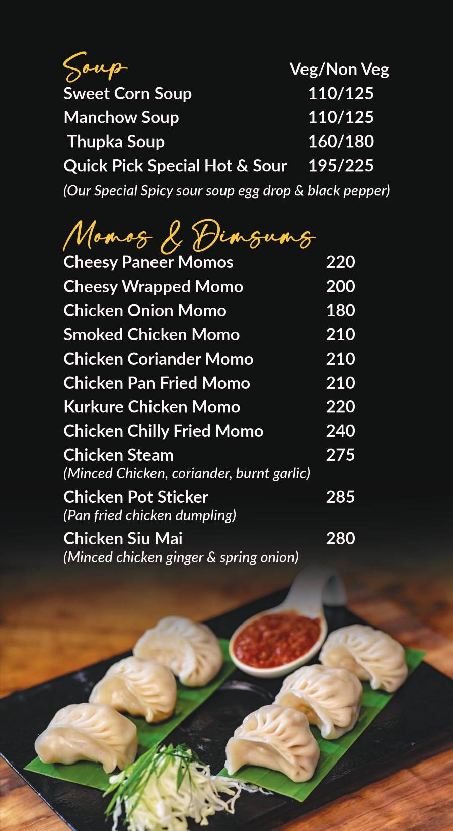 Quick pick menu