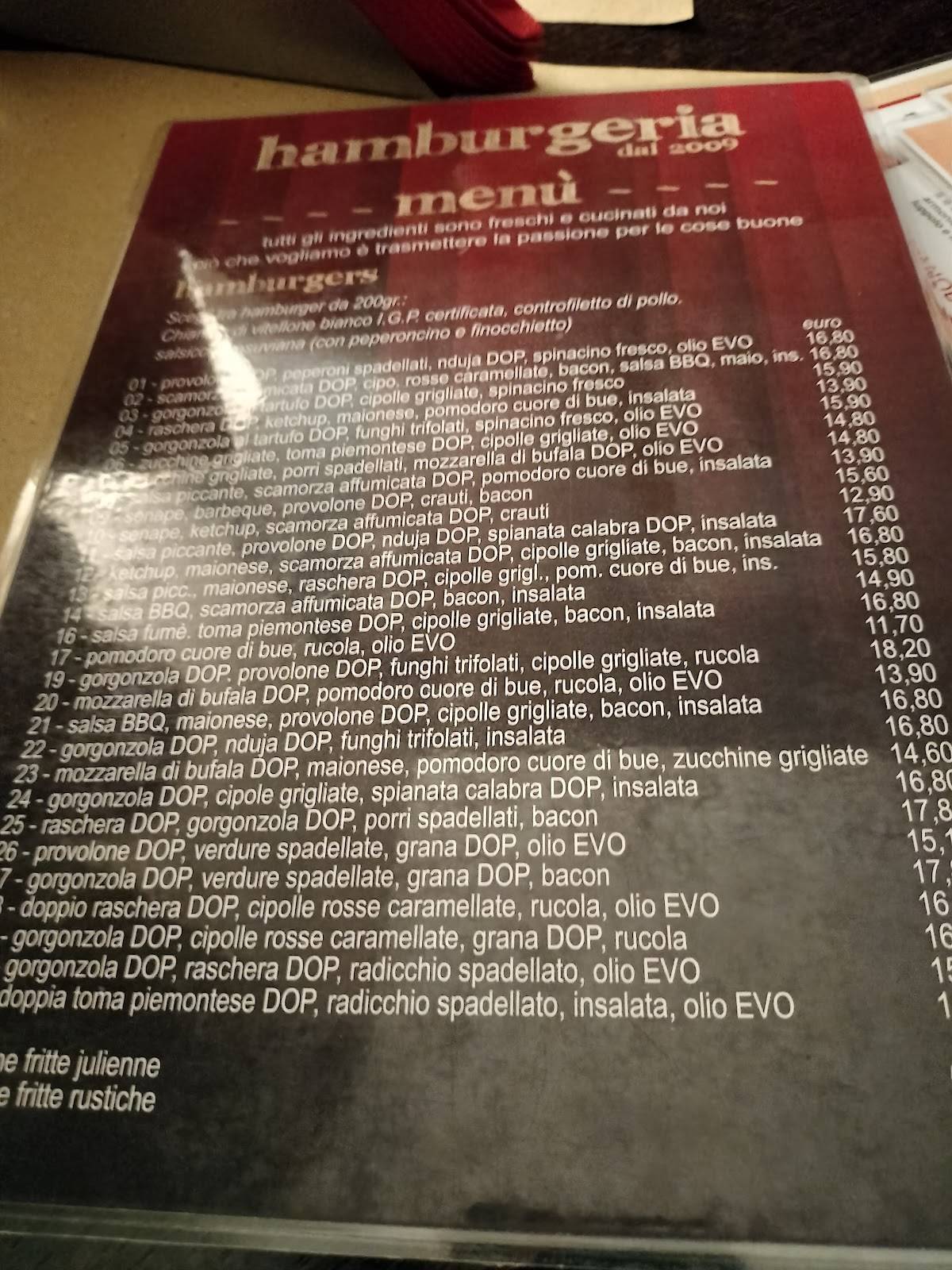 Menu di HAMBURGERIA TORINO 