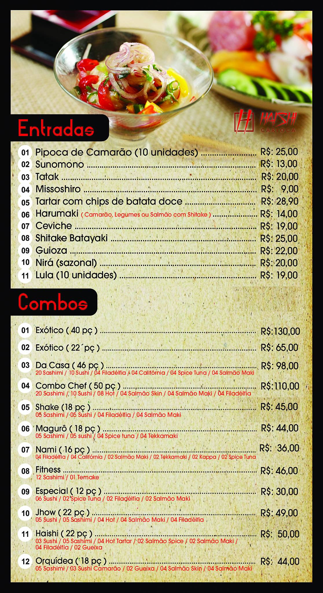 Haishi Carioca Copacabana cardápio