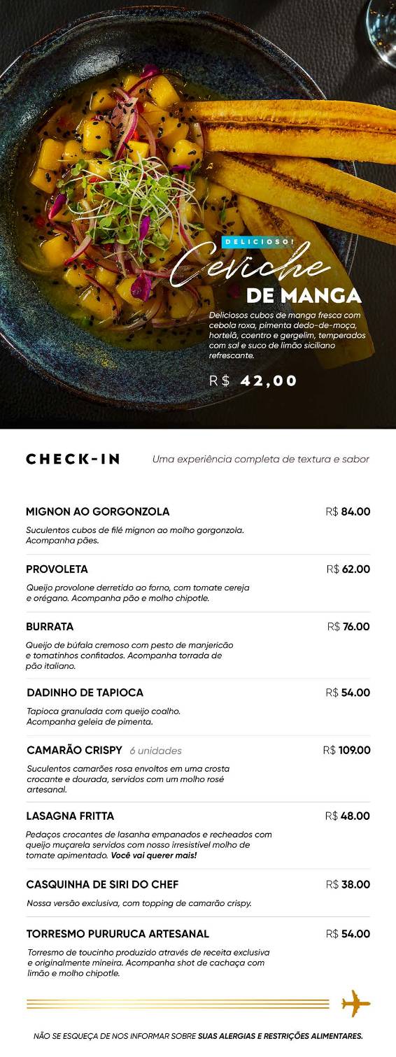 Hangar 13 Gastronomia cardápio
