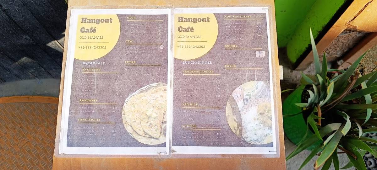 Hangout 2020 Cafe menu