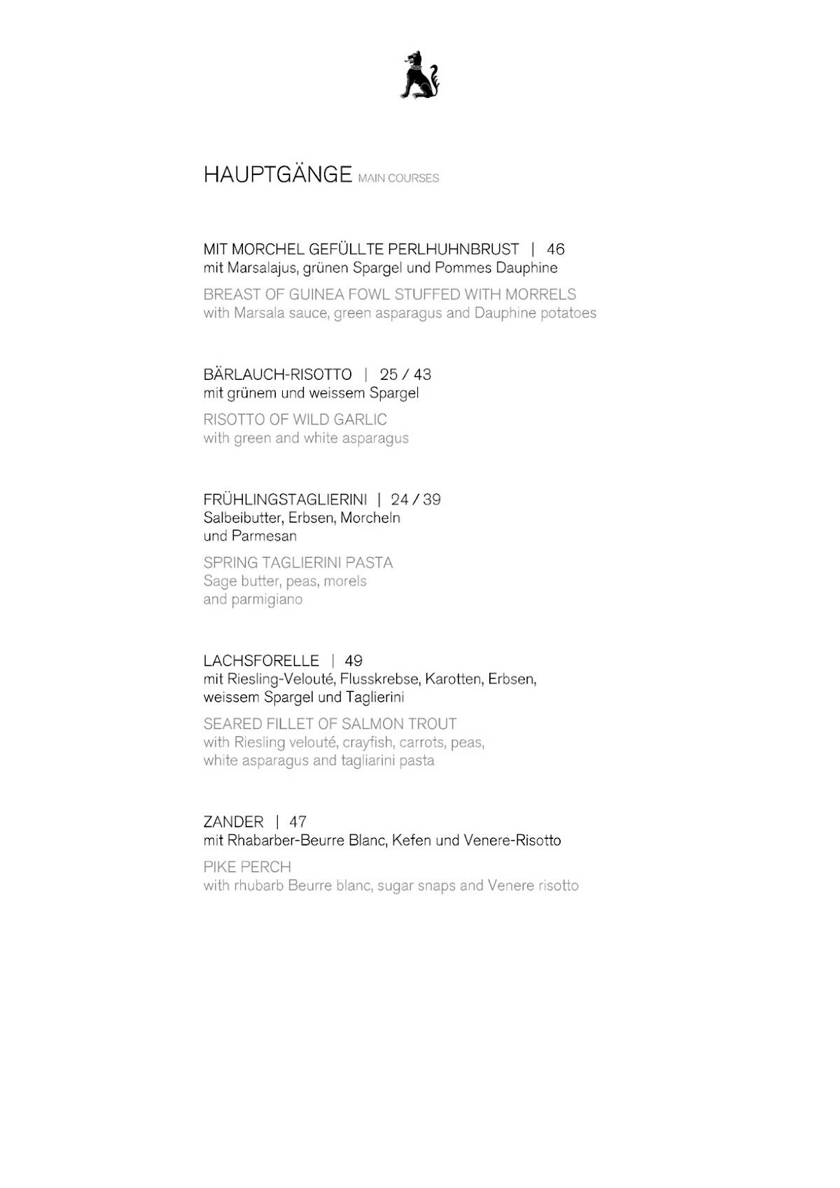 Menu di Haus zum Rüden