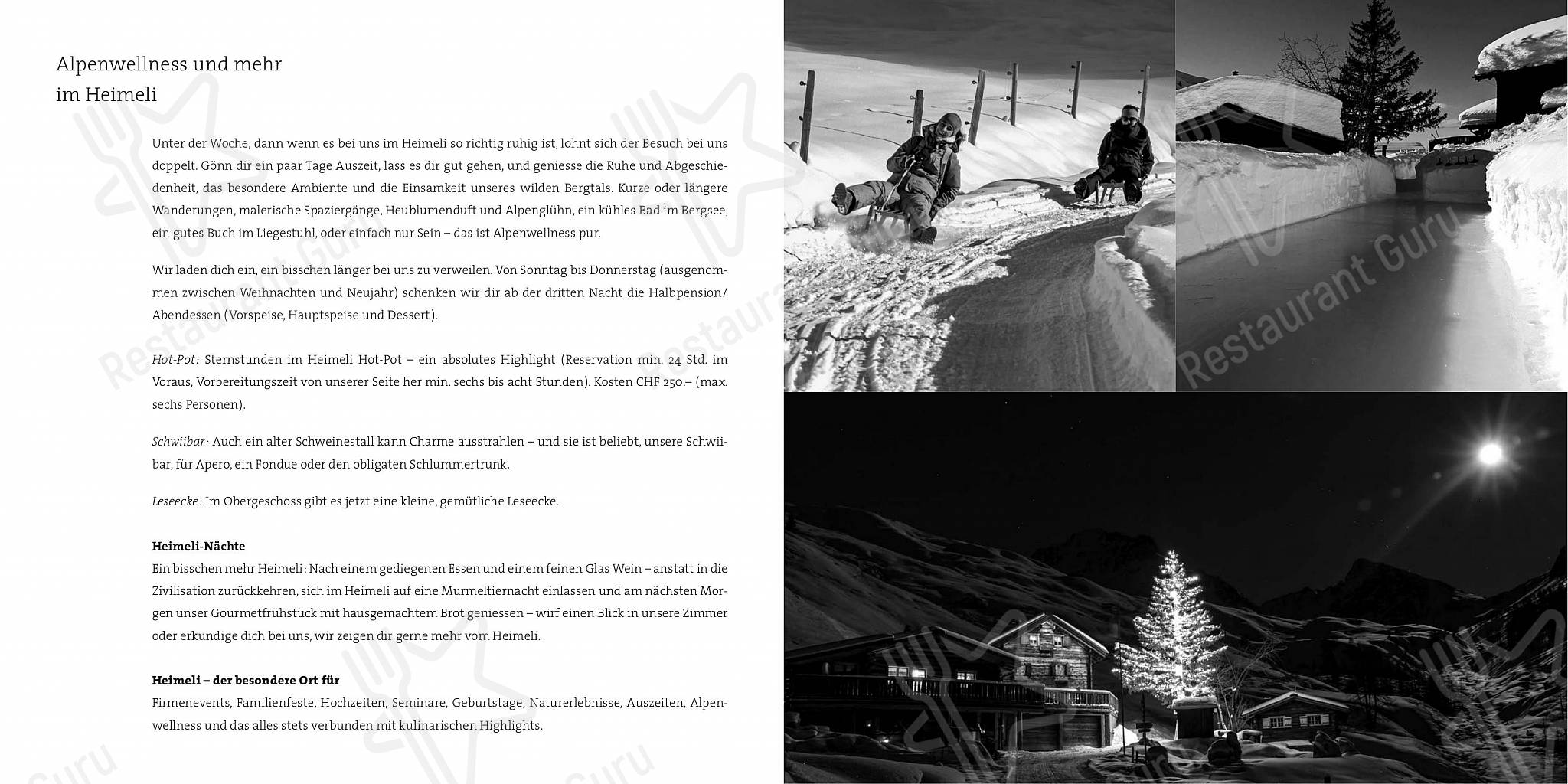 菜单 per Berggasthaus Heimeli in Langwies